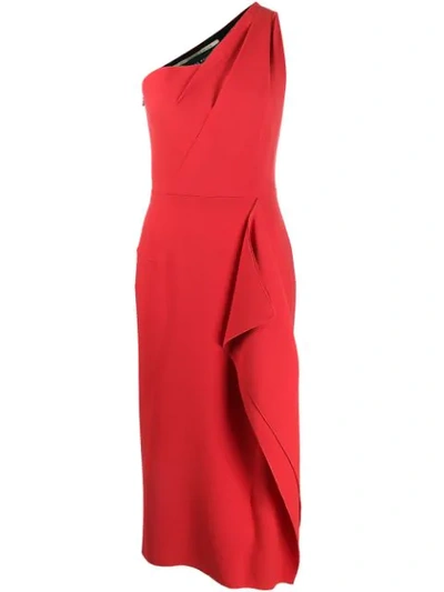 Roland Mouret Women's Rivoli One-shoulder Wool Cocktail Dress In Bright Red