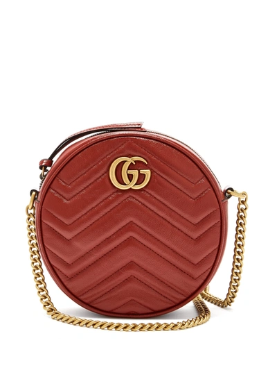 Gucci Gg Marmont Circular Leather Cross-body Bag In Red