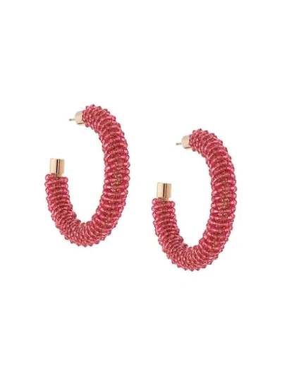 Jacquemus Les Creoles Brila Swarovski Crystal Earrings In Pink