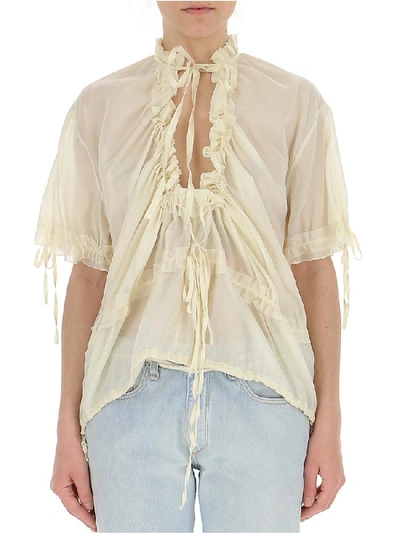 Dsquared2 Silk Blend Blouse In Off White