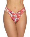 Hanky Panky Floral-print Lace Original-rise Thong In Coral Floral