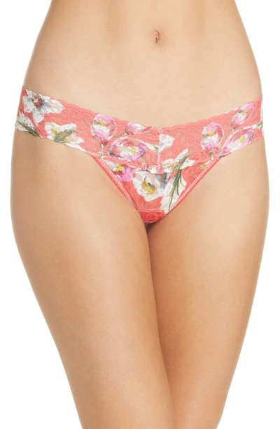 Hanky Panky Floral-print Lace Low-rise Thong In Multi Color