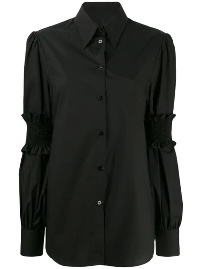 Mm6 Maison Margiela Ruffle Sleeve Shirt In Black