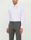 Eton Mens Purple Herringbone Slim-fit Cotton Shirt 18