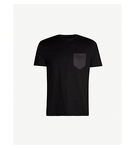 Prada Logo-embroidered Stretch-cotton T-shirt In Black | ModeSens