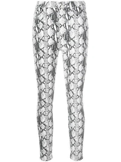 Frame Ali High-rise Python-print Cigarette Jeans In White ,black