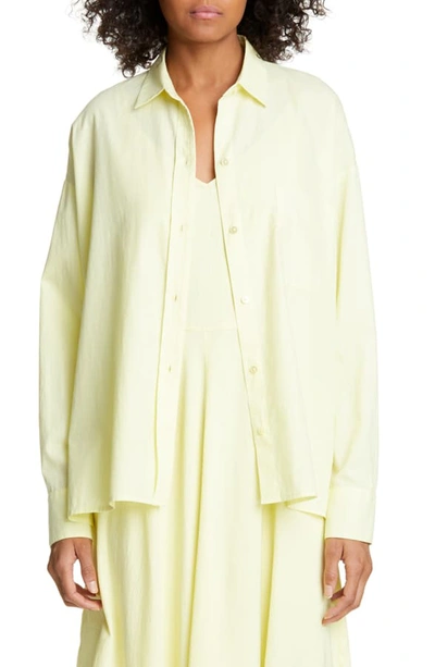 Vince Button-down Long-sleeve Boxy Shirt In Lemon Glow