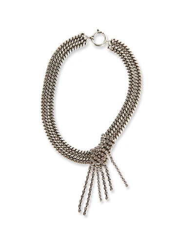 Isabel Marant Étoile Chain Choker Necklace With Glass Drop In Silver