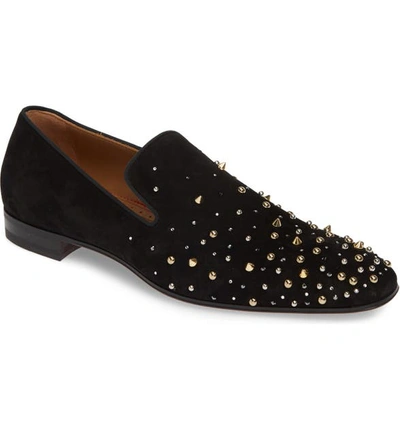 Christian Louboutin Men's Milkylion Studded Venetian Loafers In Black/multi