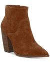 Vince Camuto Cava Perforated Pointy Toe Boot In Brown Moss