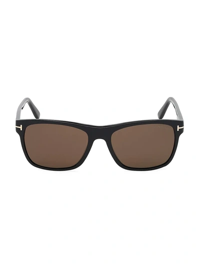 Tom Ford Giulio 59mm Square Sunglasses In Shiny Black / Brown Polarized