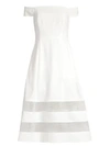 Aidan Mattox Women's Shadow Stripe Off-the-shoulder Crepe A-line Dress In Ivory