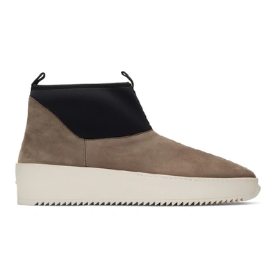 Fear Of God Polar Wolf Leather And Neoprene Boots In Brown