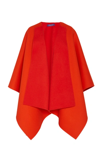 Ralph Lauren Kellin Reversible Wool Poncho In Orange