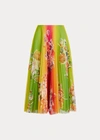 Ralph Lauren Trivelas Floral Plissé Midi Skirt In Ombre Multi