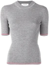 Thom Browne Rwb-trim Ribbed T-shirt In Grey