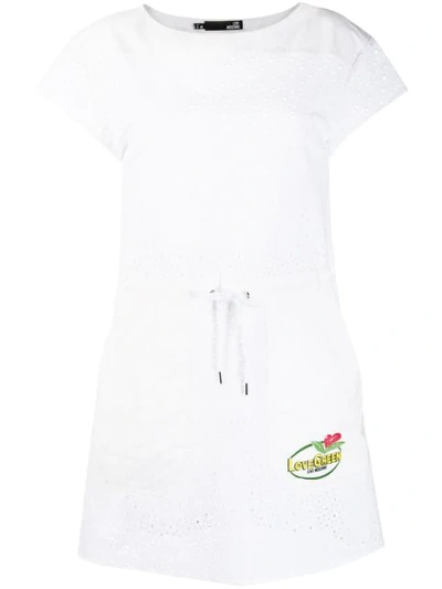 Love Moschino Perforated Dress In White