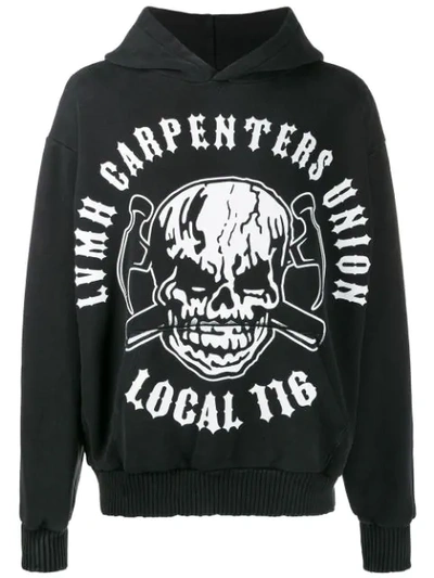 Warren Lotas Carpenters Union Print Hoodie In Black