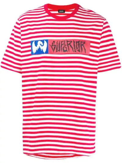 Diesel Striped Print T-shirt In Red