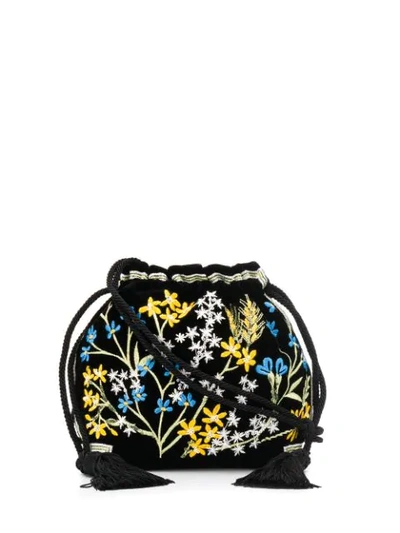 Etro Embroidered Mini Bucket Bag In Black