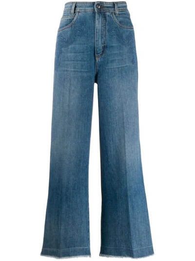 Etro High Rise Flared Leg Jeans In Light Blue