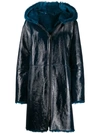 Manzoni 24 Fur-trimmed Coat In Ink Blue