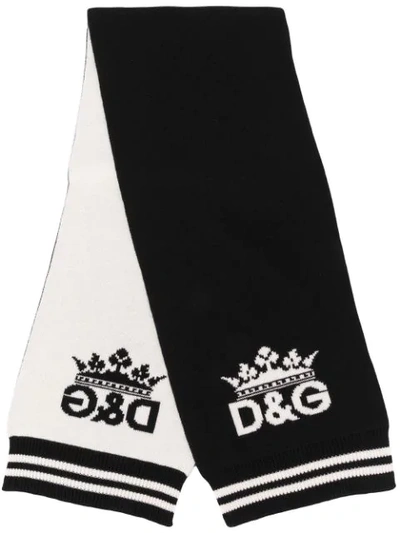 Dolce & Gabbana Logo Print Scarf In Black