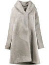 Liska Hooded Fur Coat In Grey