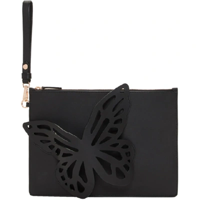 Sophia Webster Flossy Butterfly Leather Pouch In Black