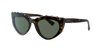 Valentino Cat-eye Acetate Sunglasses W/ Rockstud Trim In Green