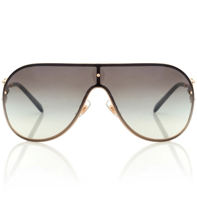 Miu Miu Embellished Aviator Sunglasses In Gradient Grey Mirror Silver