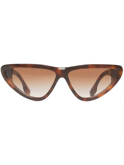 Burberry Check Cat-eye Acetate Sunglasses In Light Havana/ Brown Gradient