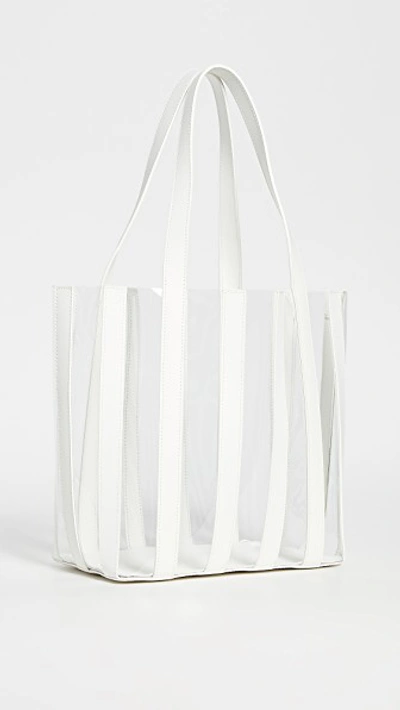 Loeffler Randall Marlena Leather & Pvc Pieced Tote In White/clear