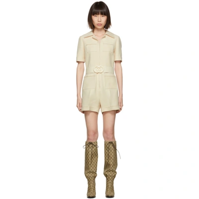 Gucci Off-white Short Romper In 9205 Ivory