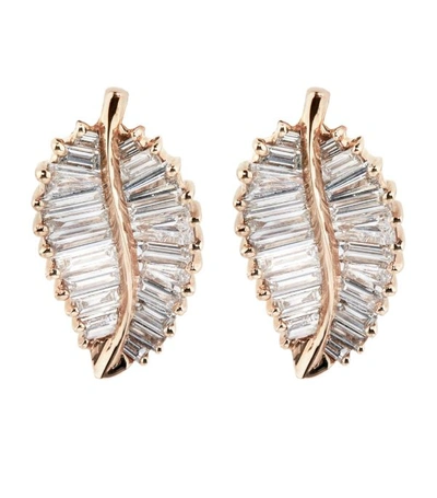 Anita Ko Rose Gold Palm Leaf Stud Earrings