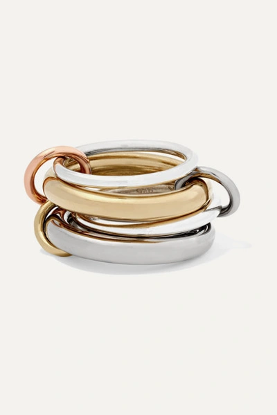 Spinelli Kilcollin Cici Noir Set Of Four 18-karat Yellow, Black And Rose Gold And Sterling Silver Rings