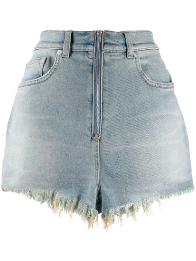 Givenchy Distressed Faded Stretch-denim Shorts In Light Blue