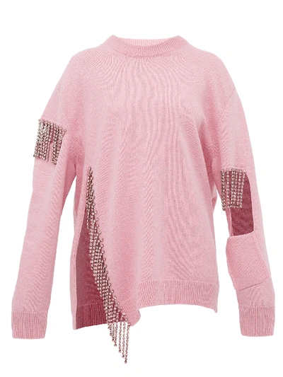 Christopher Kane Oversized Crystal-embellished Cutout Wool Sweater In Fairytale