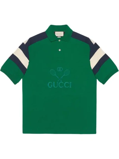 Gucci Tennis Oversized Polo Shirt In Green
