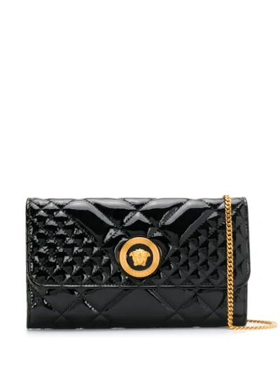 Versace Medusa Head Quilted Clutch In Black
