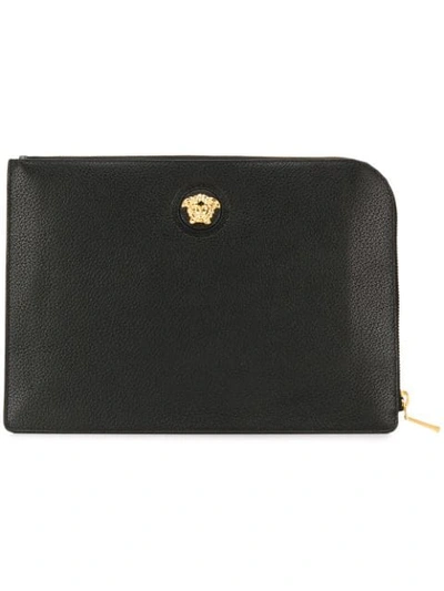 Versace Logo Clutch In Black