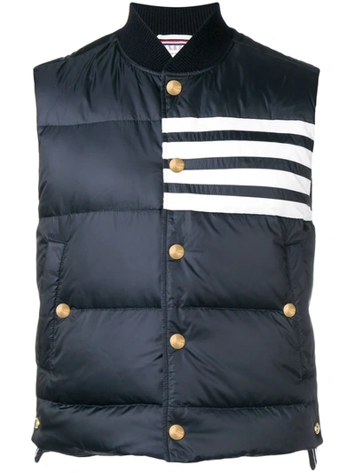 Thom Browne Downfilled Snap Front Vest Navy
