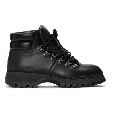 Prada 40mm Brixen Leather Hiking Boots In Black