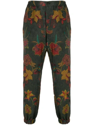 Etro Floral Print Track Pants In Green