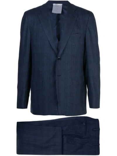 Kiton Classic Check Blazer In Navy