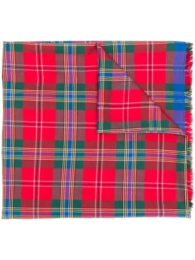 Alexander Mcqueen Check Pattern Scarf In Red