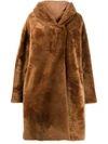 Liska Chiron Reversible Oversized Coat In Brown