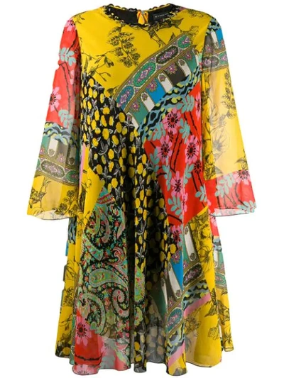 Etro Paisley Collage Tent Dress In Yellow