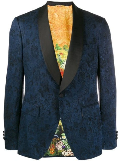 Etro Jacquard Tuxedo Blazer In Blue