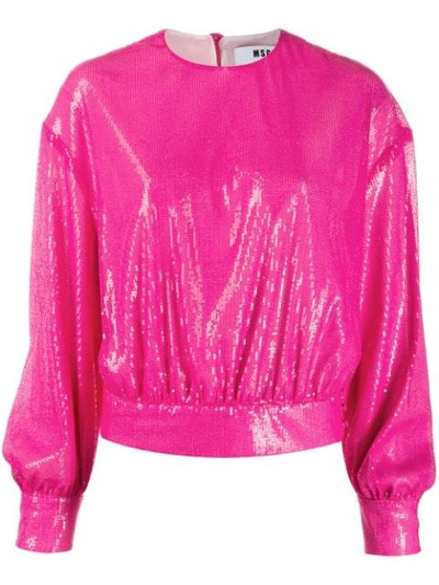 Msgm Sequin Sweatshirt In Pink